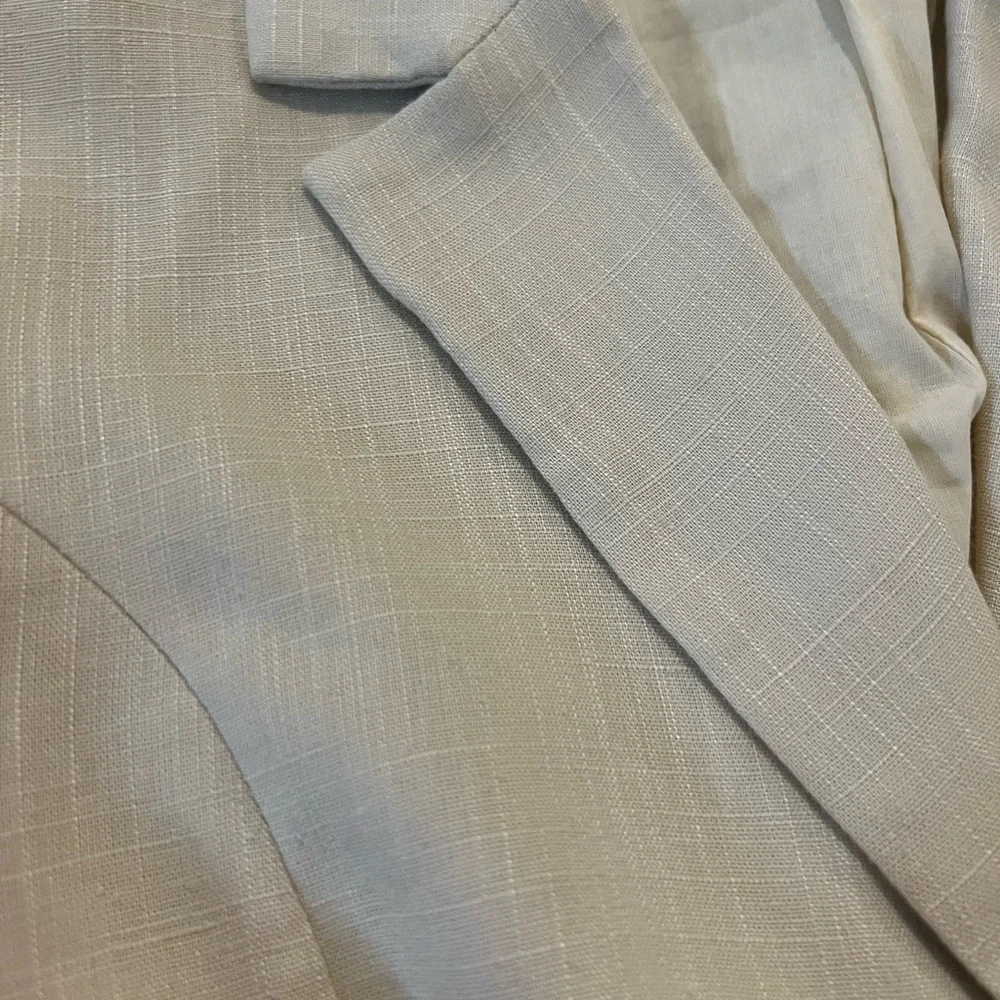 MONN Women's XL Blazer Beige Linen Cotton Brand New Career Jacket Office - Picture 9 of 10